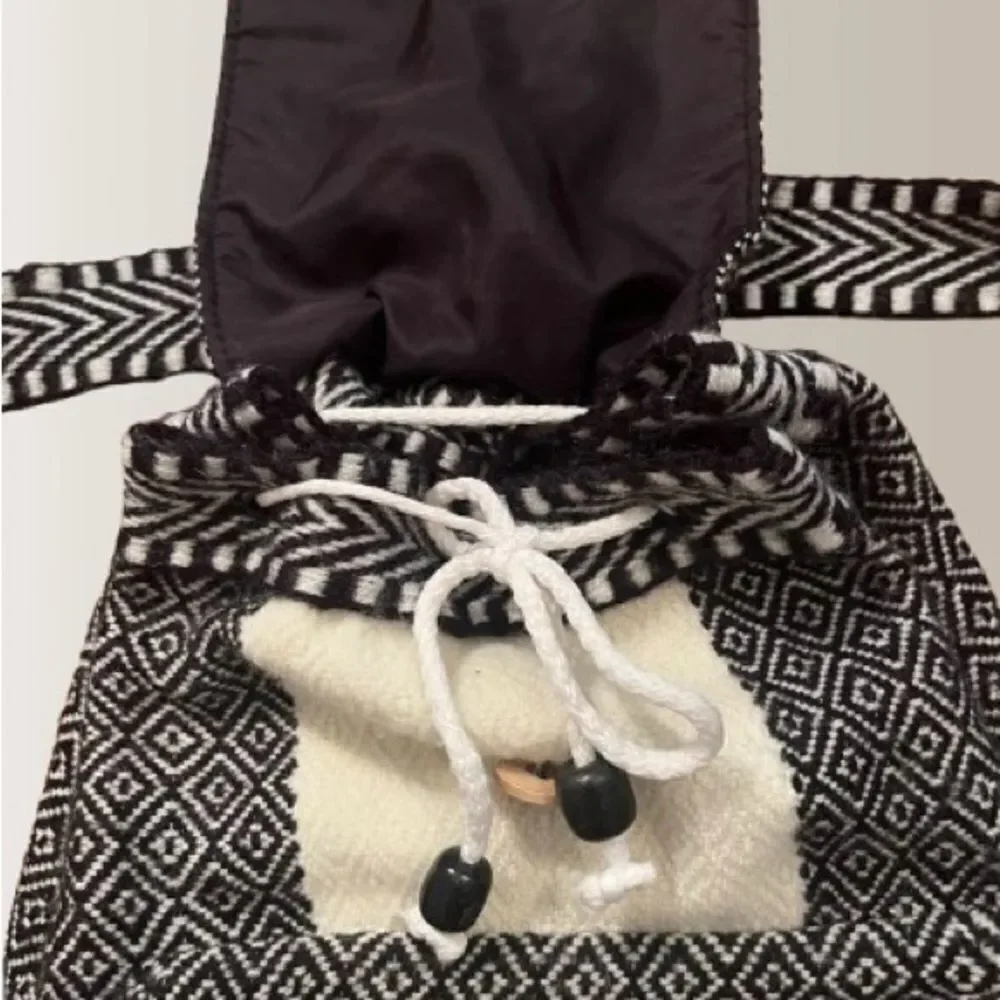 Black and Cream Textured Lama Backpack